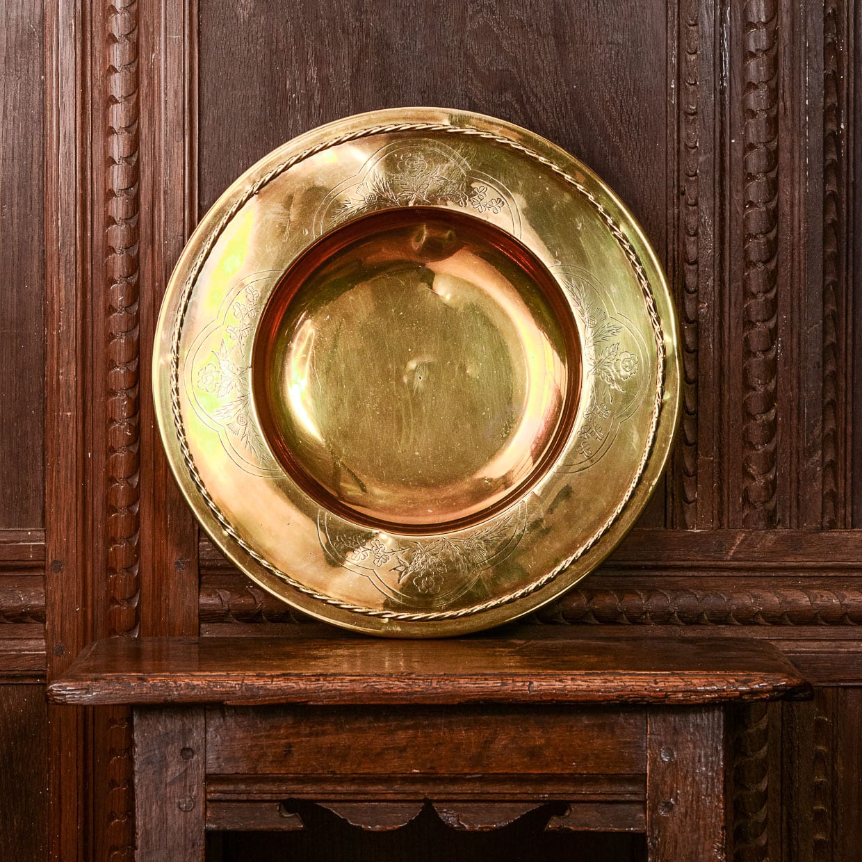 English brass alms dish