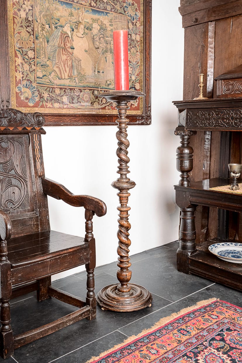 Large Charles II walnut candle stand