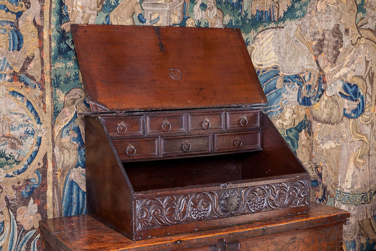 Charles II oak desk box