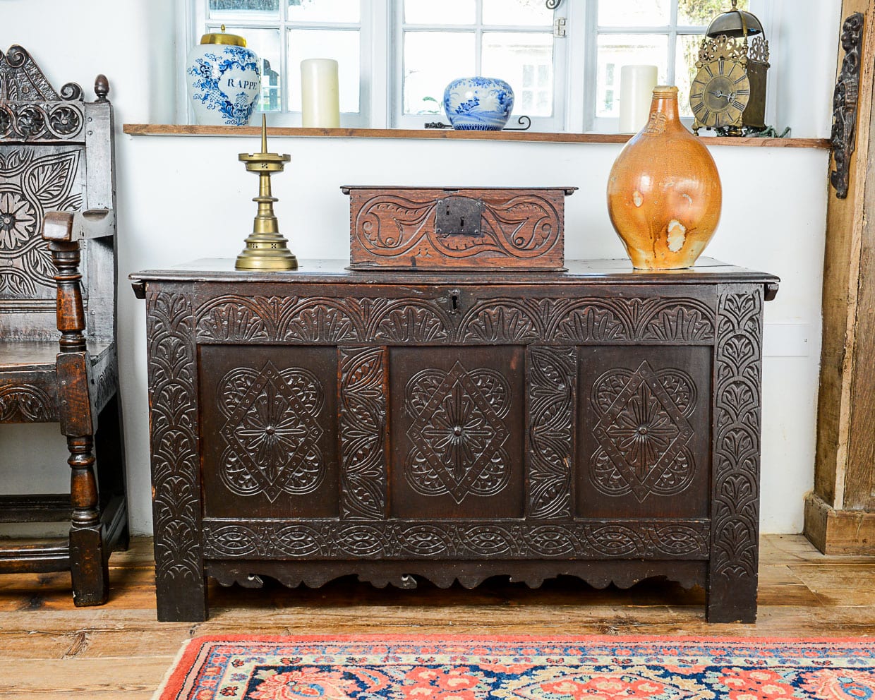 Charles I oak carved chest