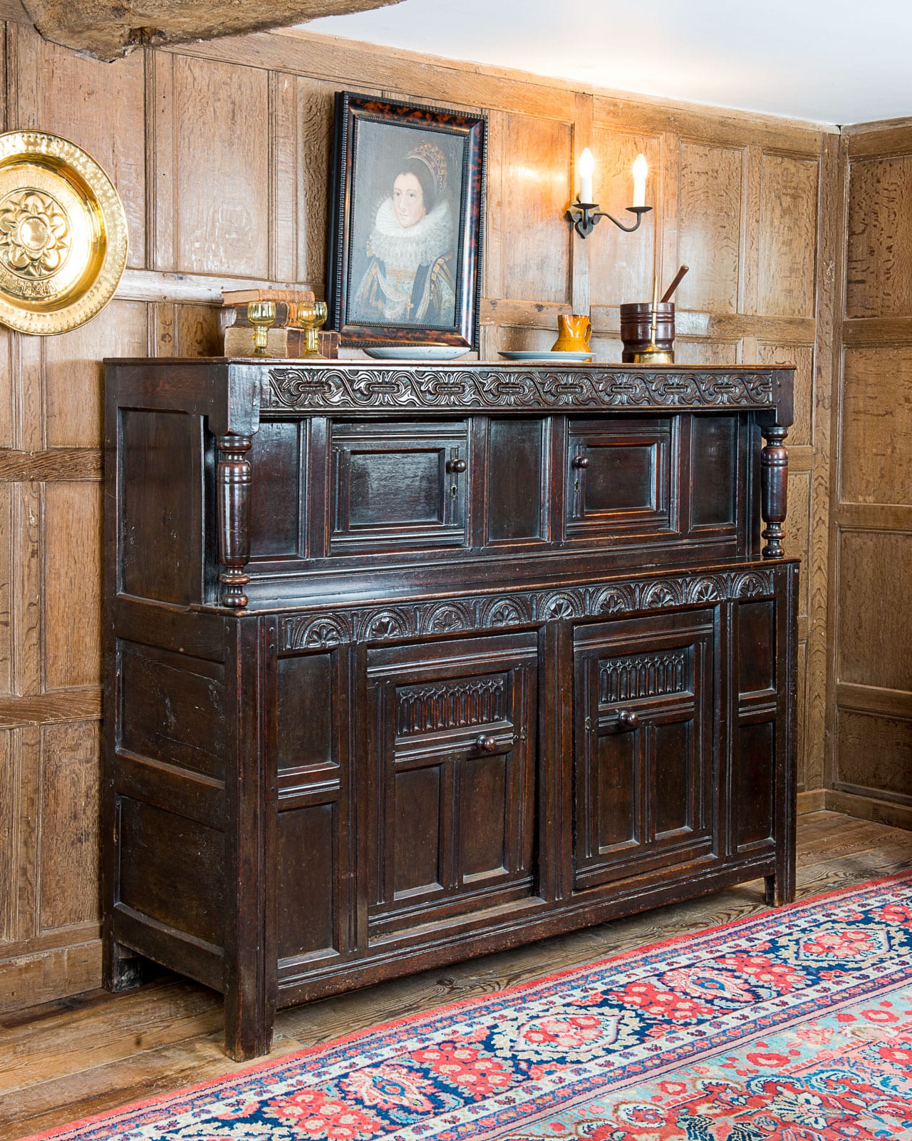 Charles I joined oak press cupboard