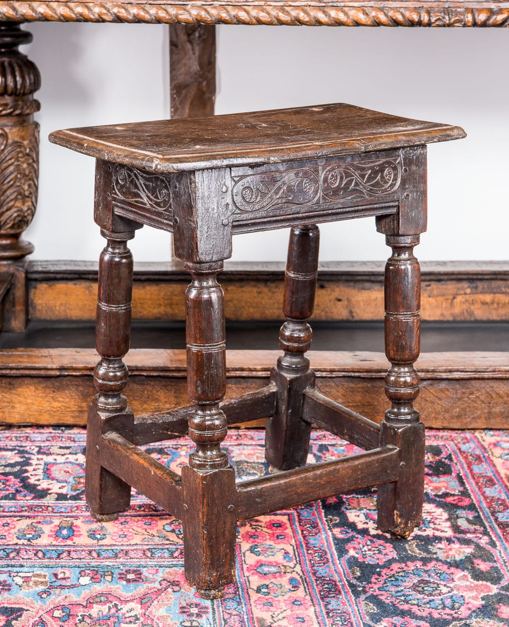 17th century joined oak stool