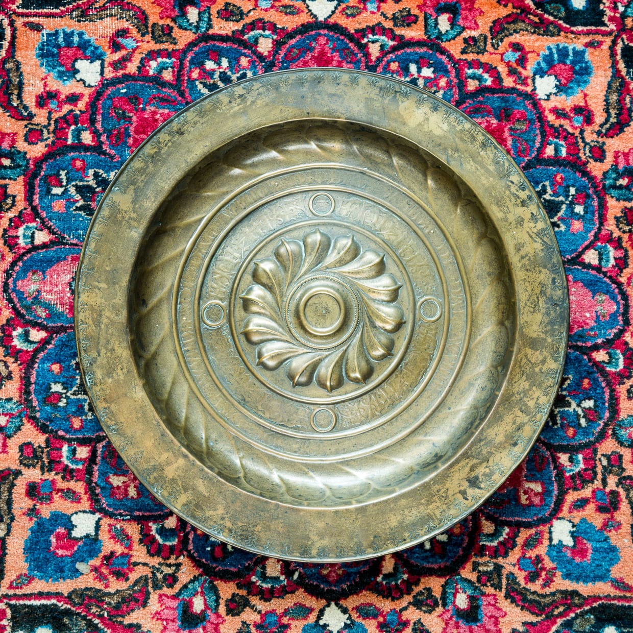 16th century brass alms dish