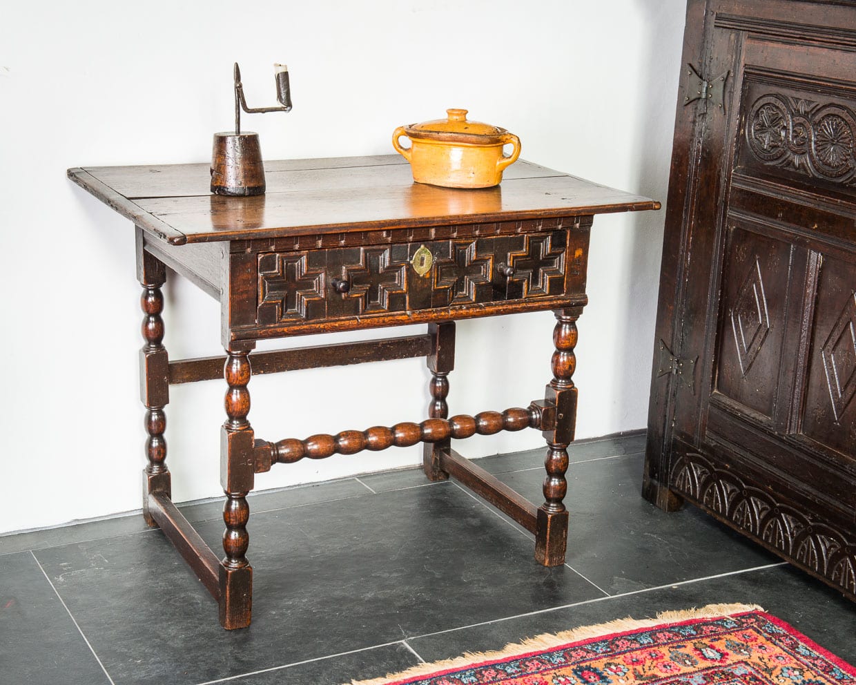Charles II joined oak side table