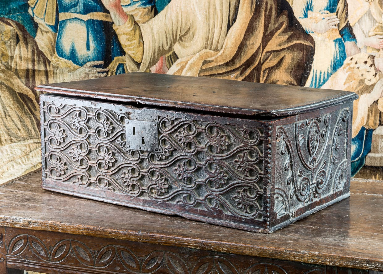 Charles I oak carved box