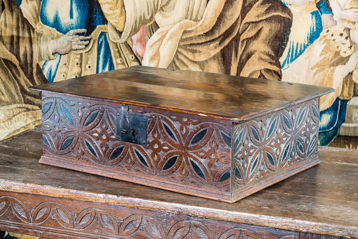 17th century painted oak box