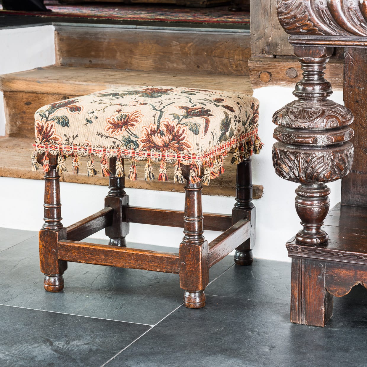 17th century upholstered stool