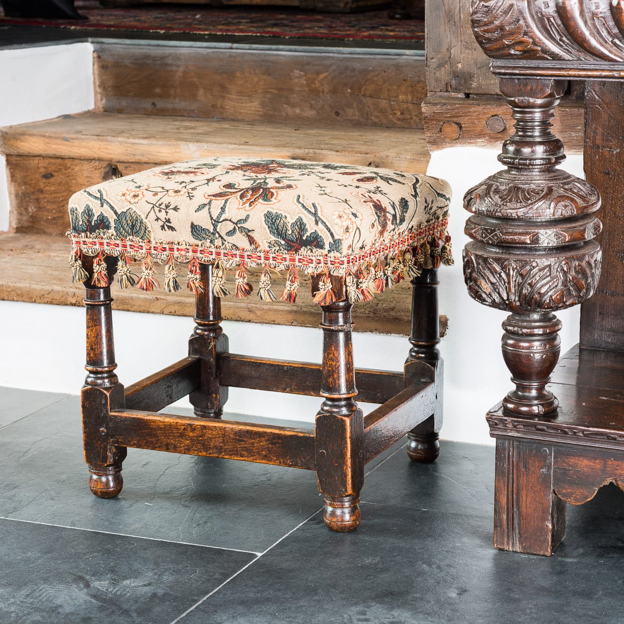 17th century upholstered stool