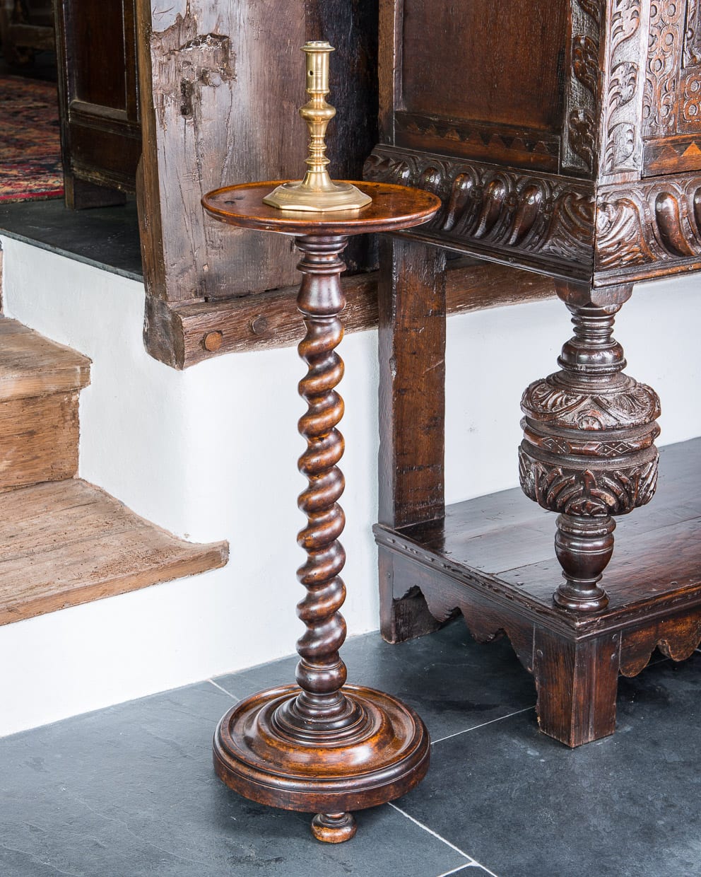 Charles II walnut candle stand