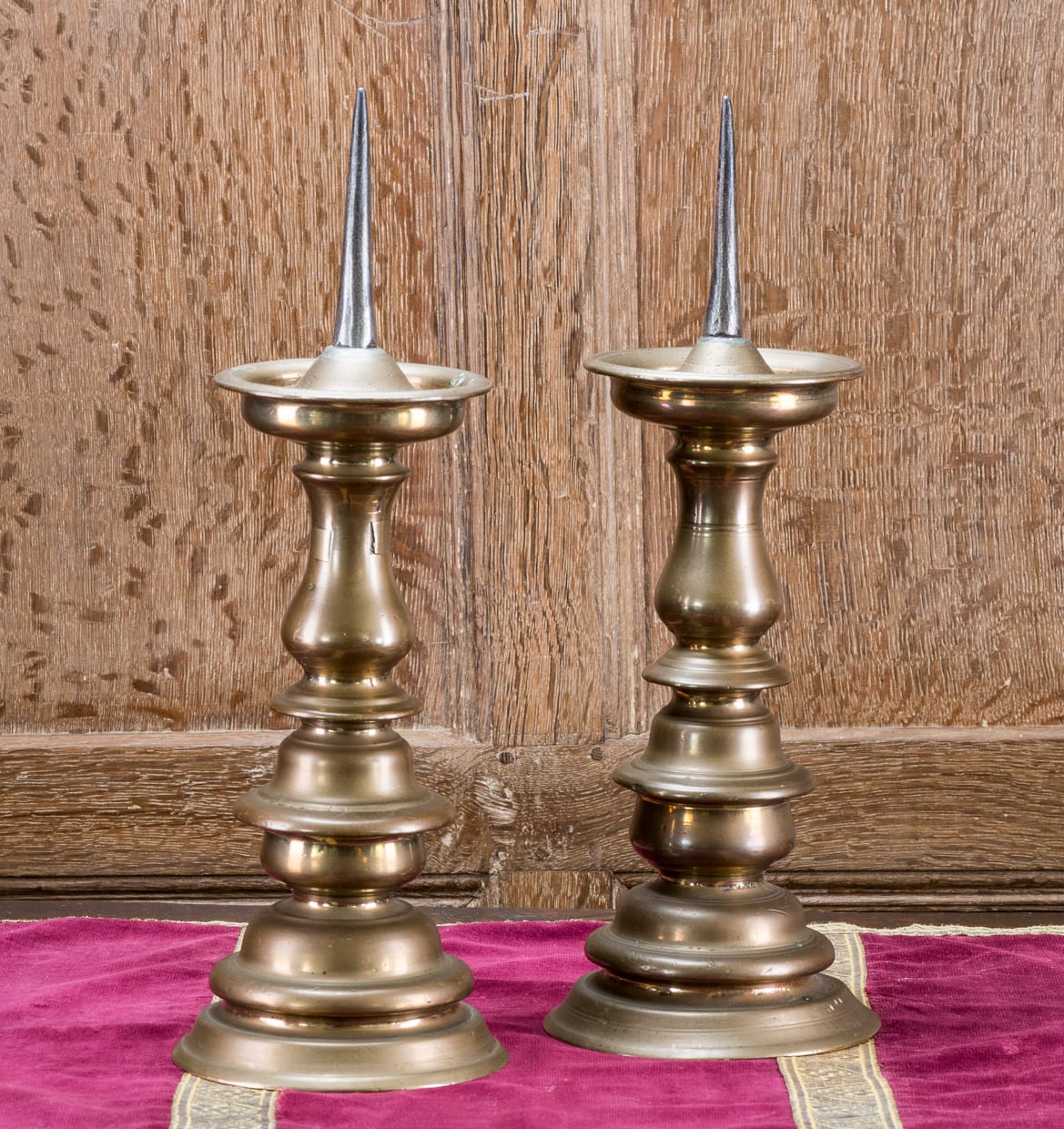 16th century bronze pricket candlesticks