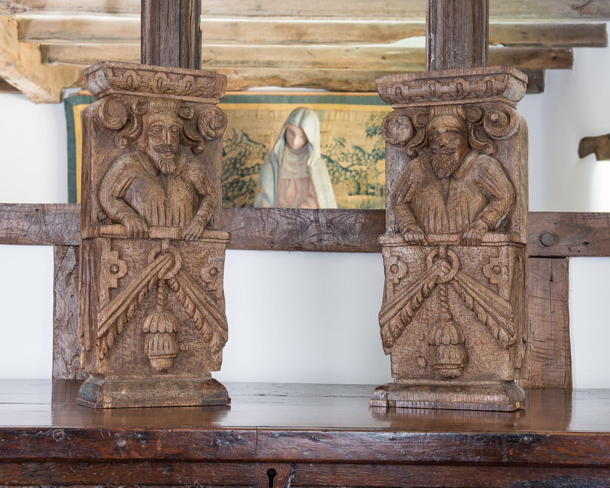 Pair of Elizabeth I oak terms