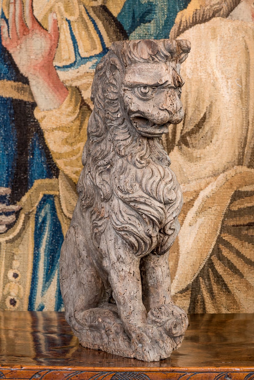 16th century carved walnut lion