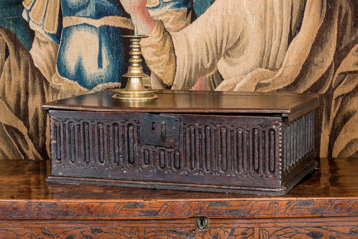 James I oak carved box