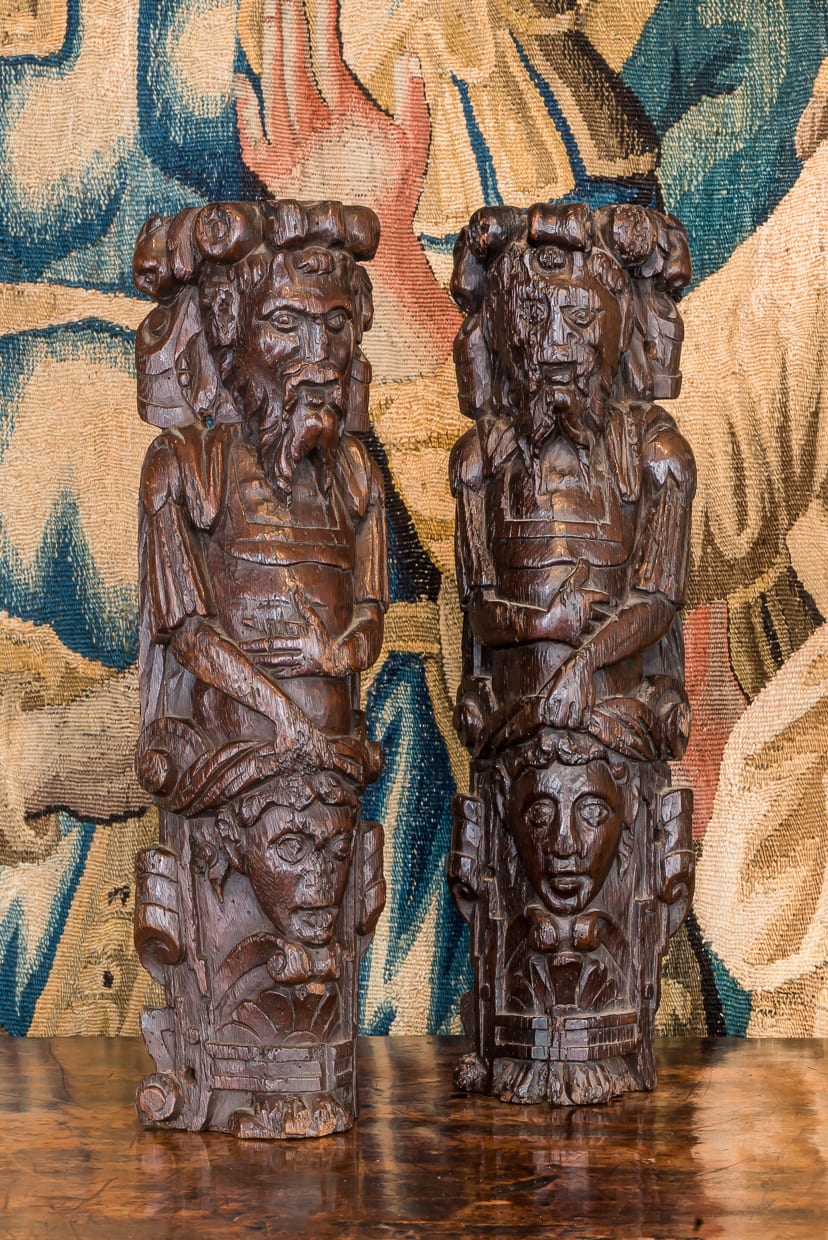 16th century oak carved figures