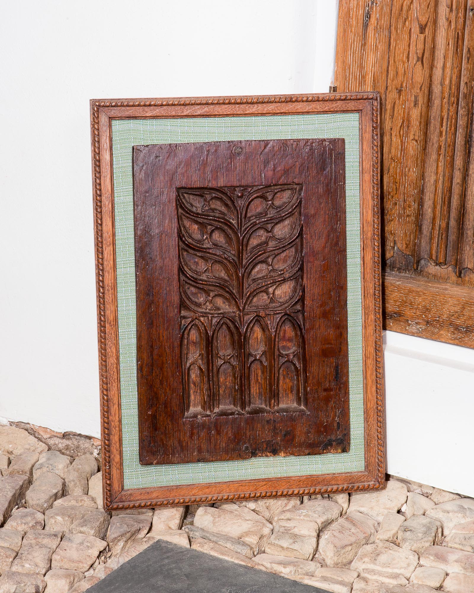 Gothic tracery carved panel