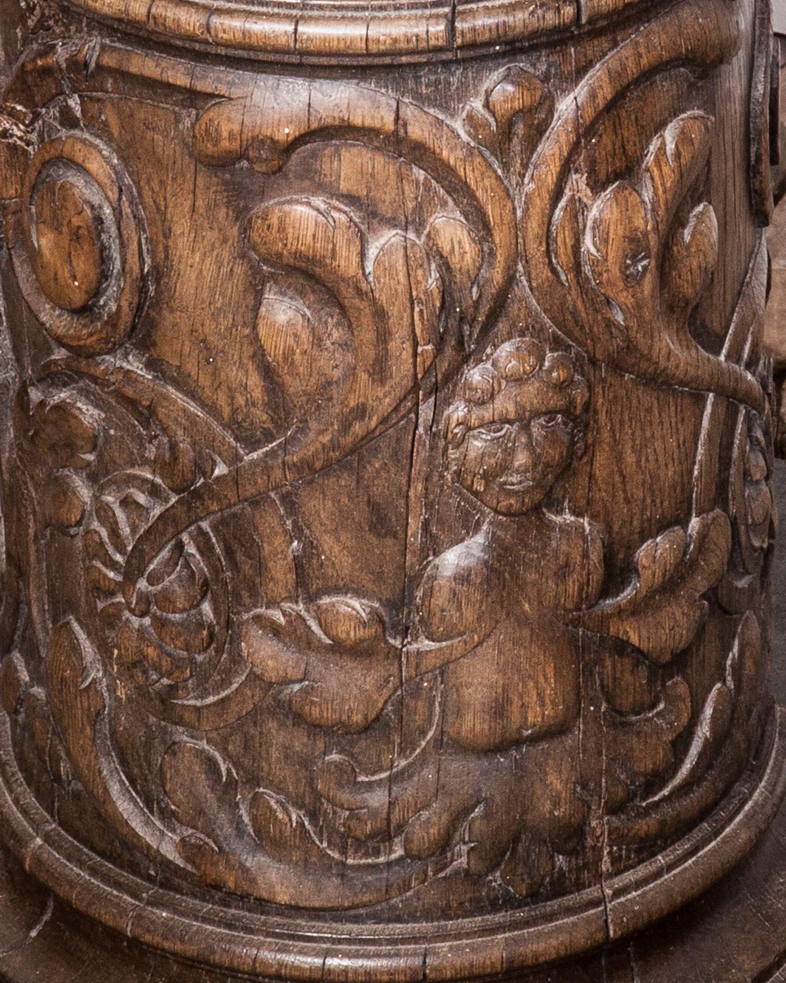 Renaissance carved oak column