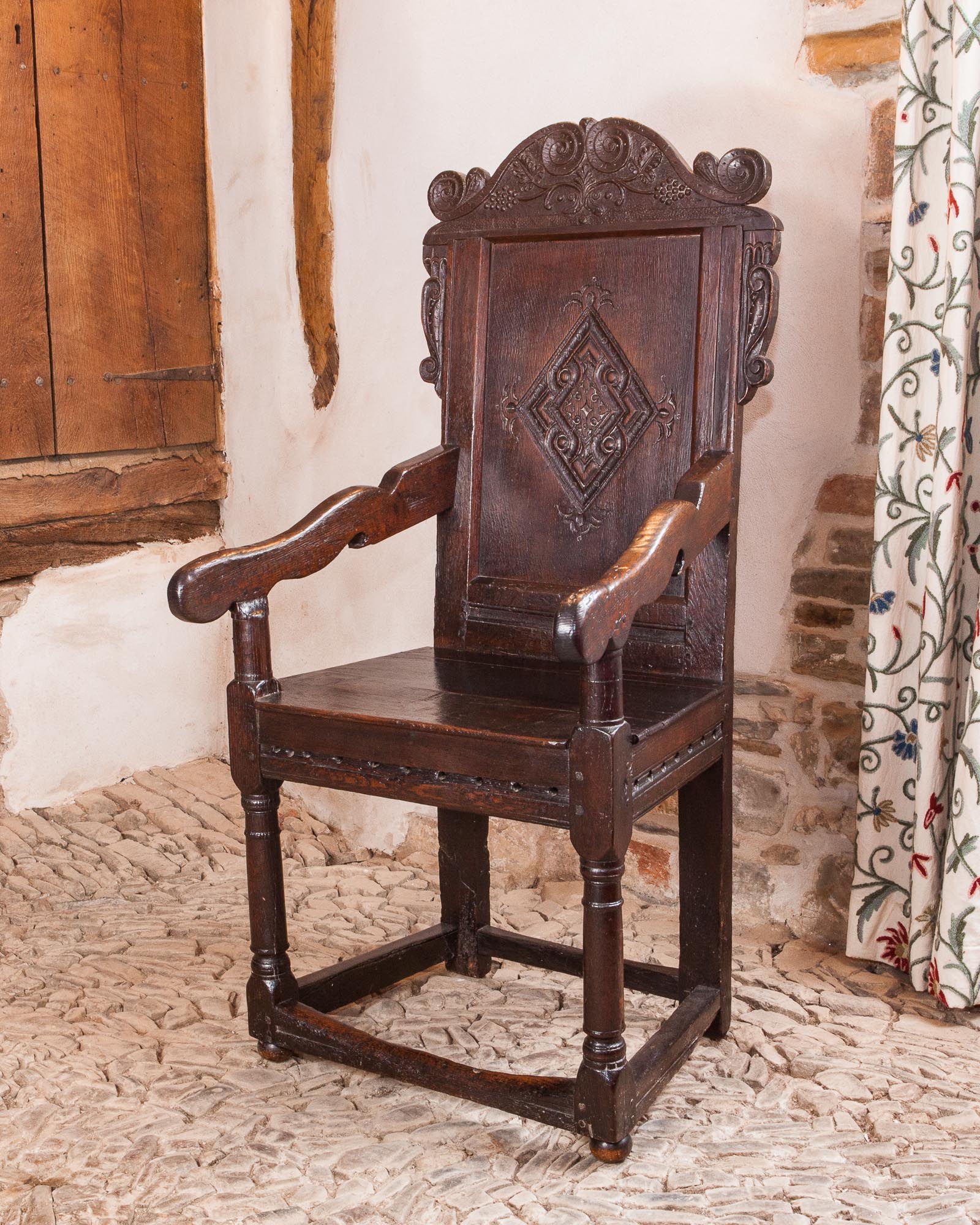 Charles II joined oak armchair