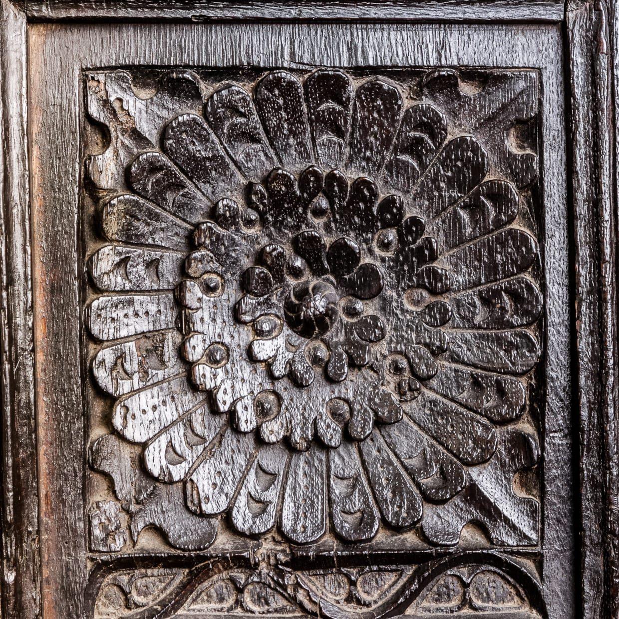 Henry VII joined oak canted cupboard
