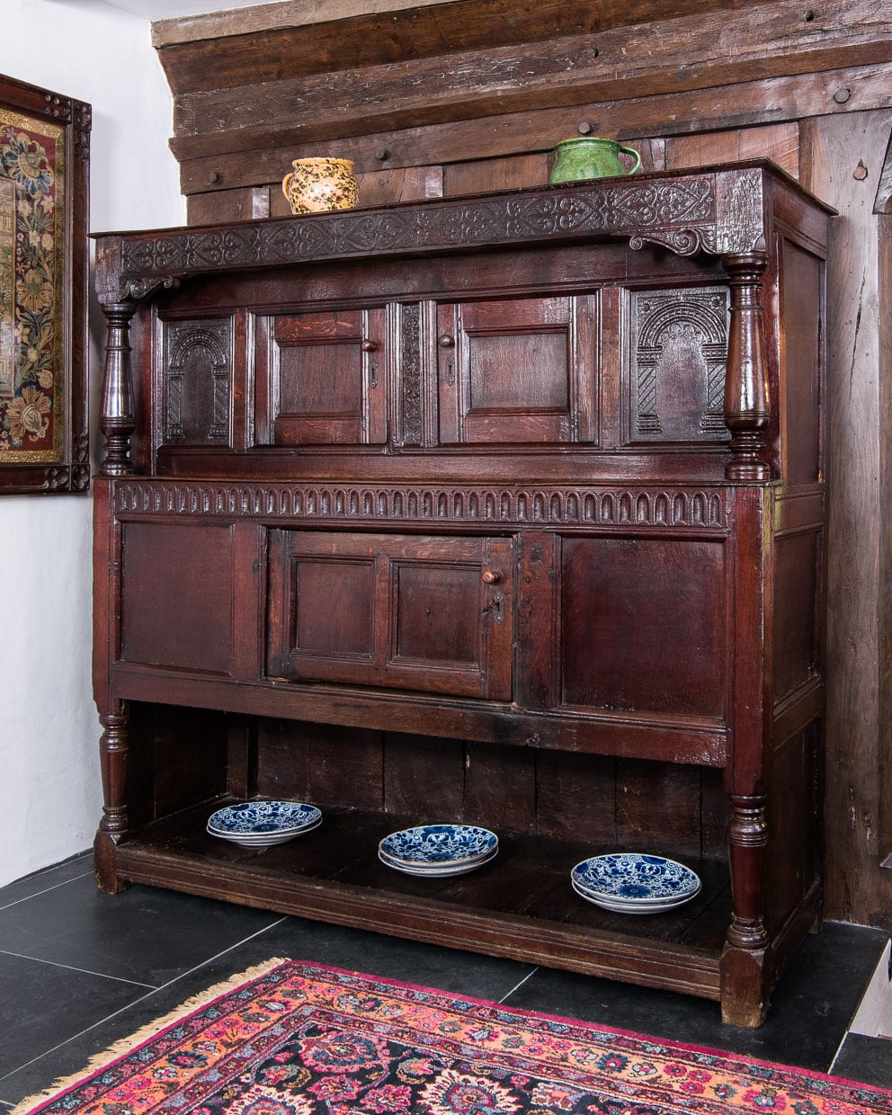 James I pot boarded press cupboard