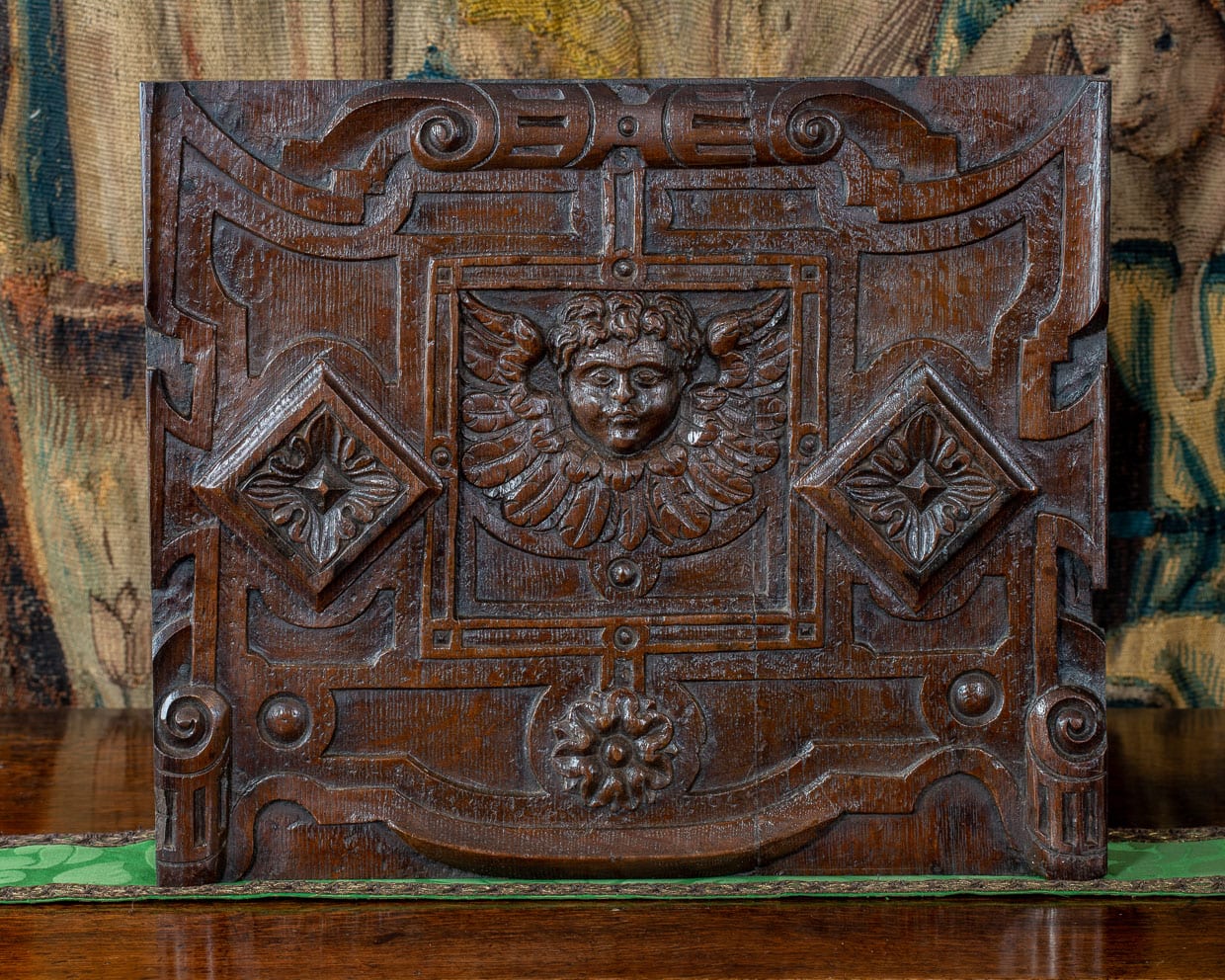 Elizabeth I oak carved panel