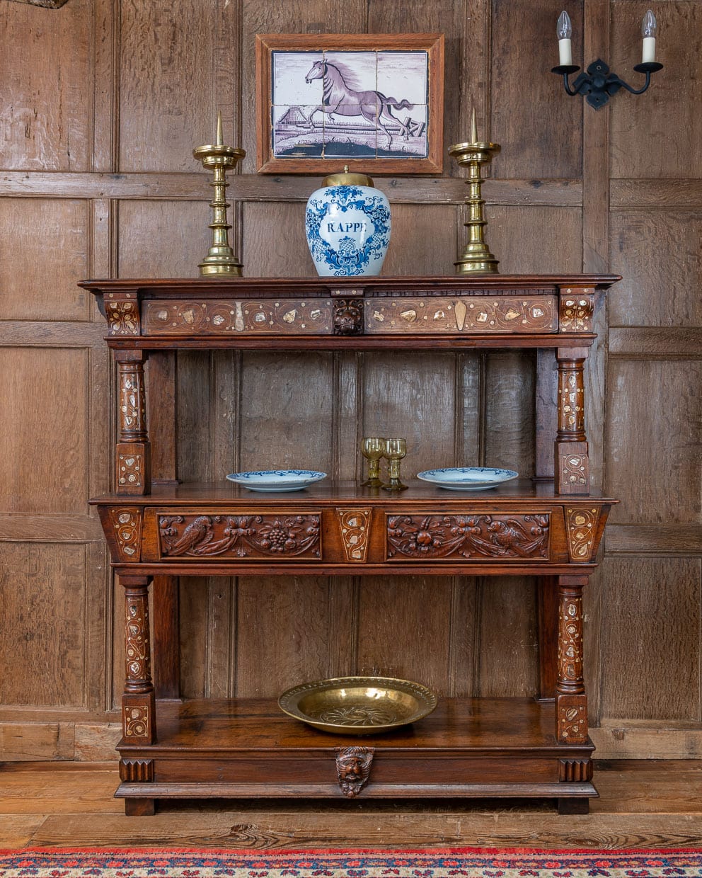 17th century walnut joined court cup-board