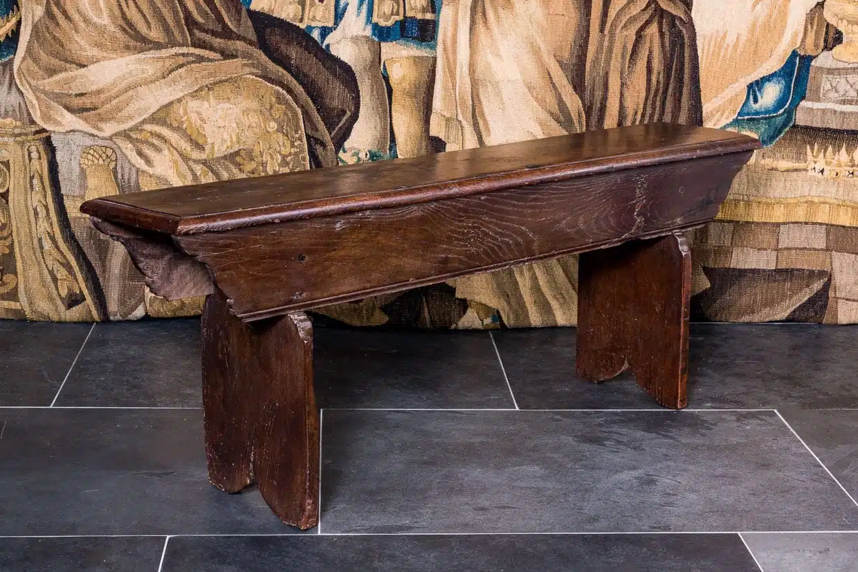 James I oak boarded bench