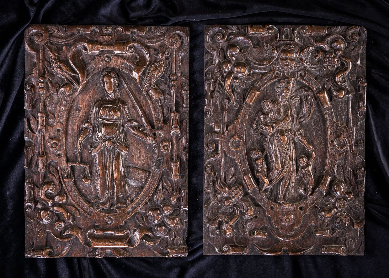 Pair of Renaissance carved oak panels
