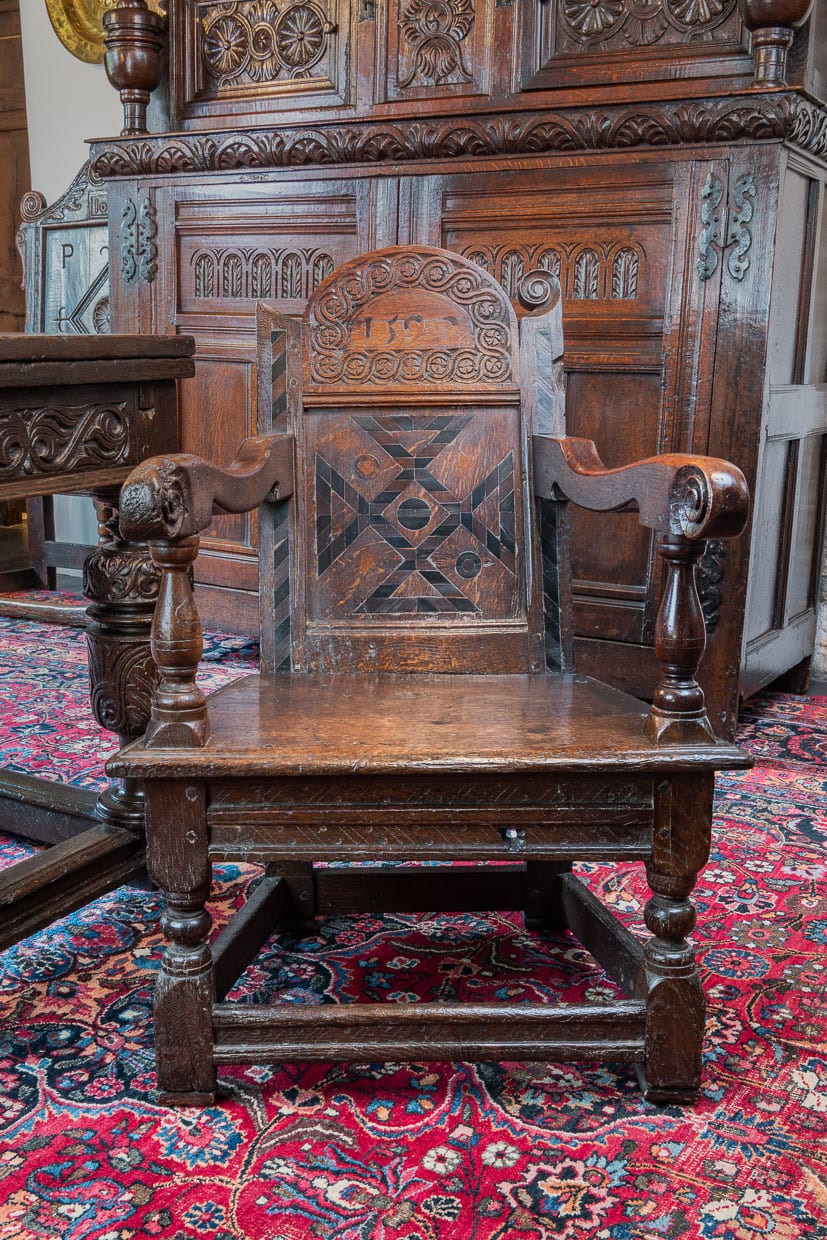 Elizabeth I joined oak armchair