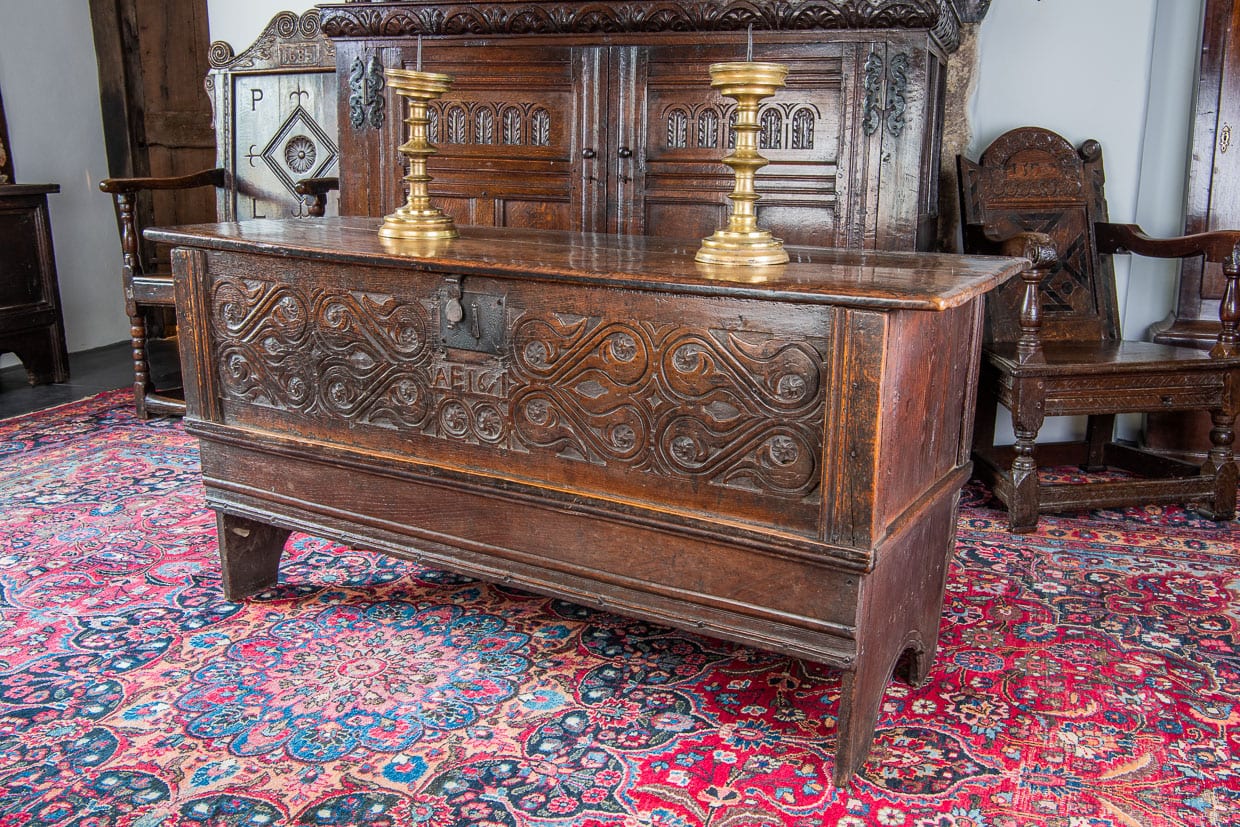 Charles II carved oak chest