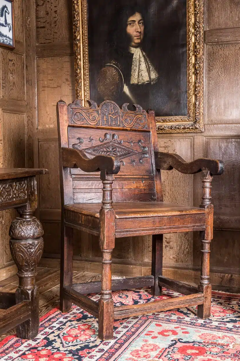 Charles II oak carved armchair