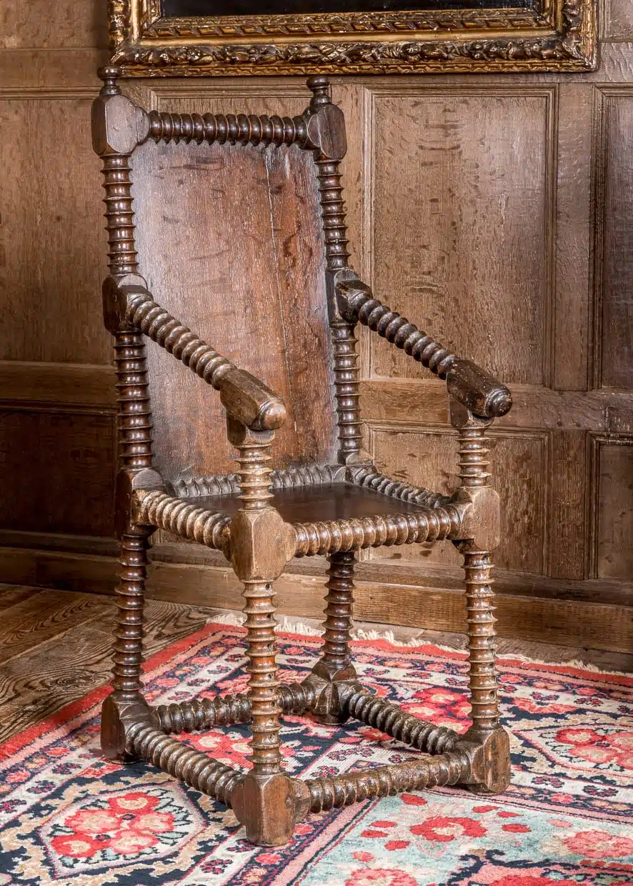 Charles II oak and beech Child’s armchair