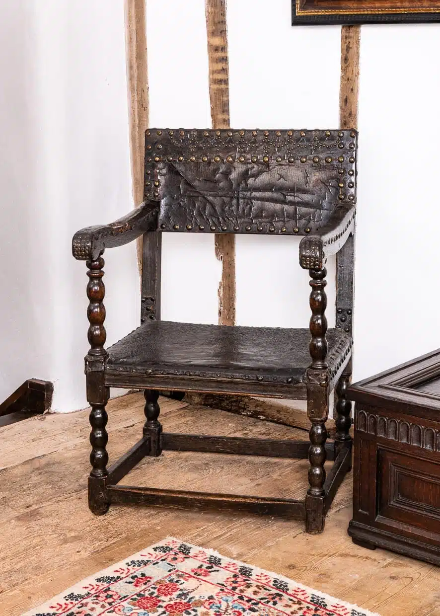 Cromwellian leather armchair