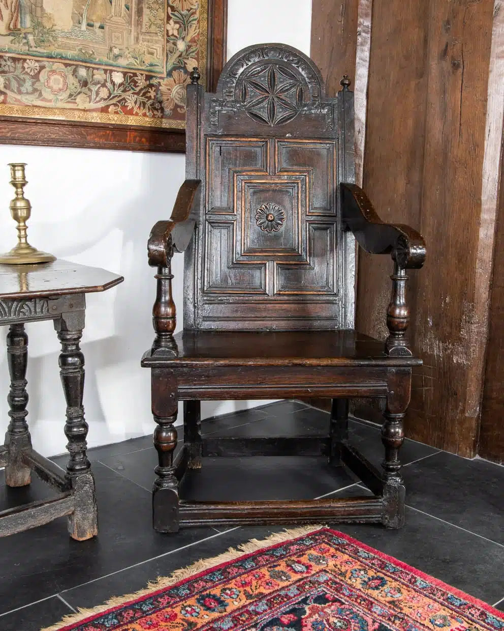 Elizabeth I joined oak armchair