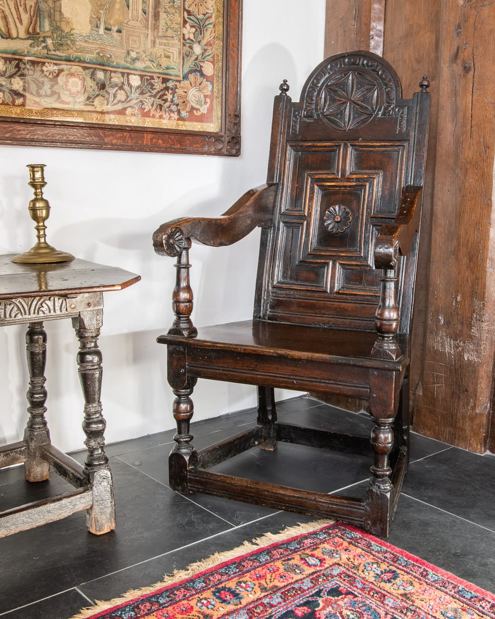 Elizabeth I joined oak armchair