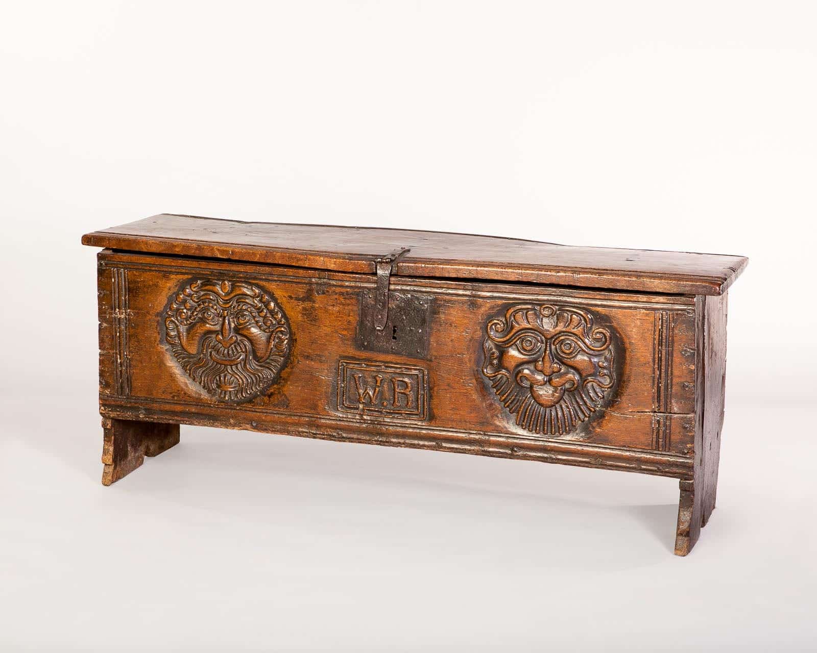 Henry VIII carved boarded chest