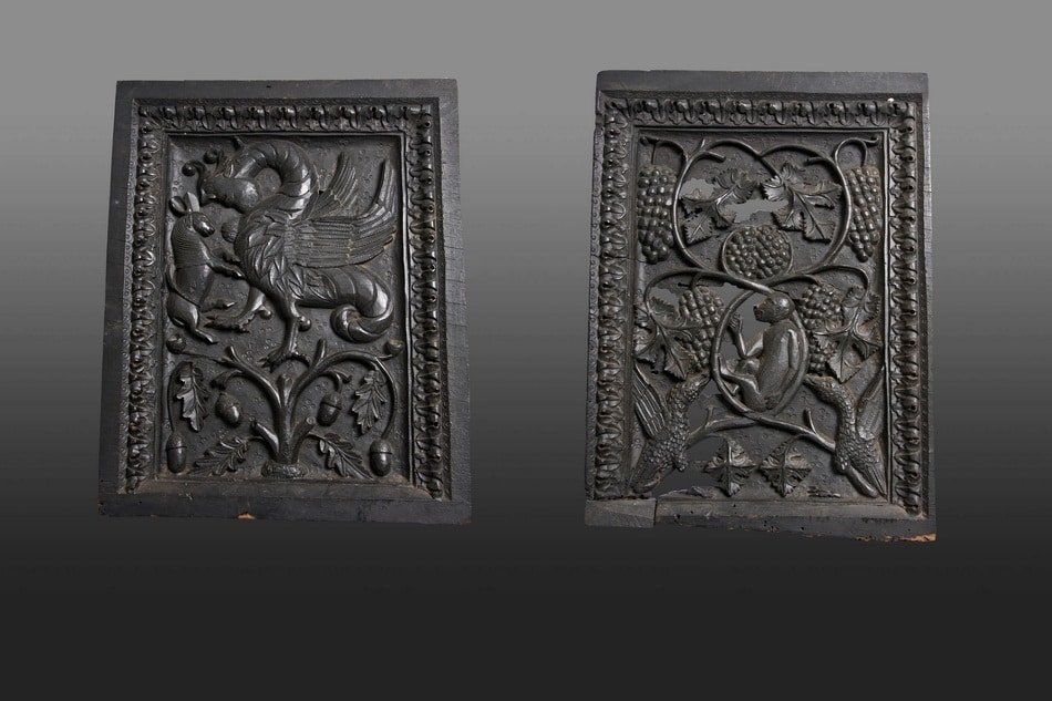 Pair of walnut carved panels mid 16th century