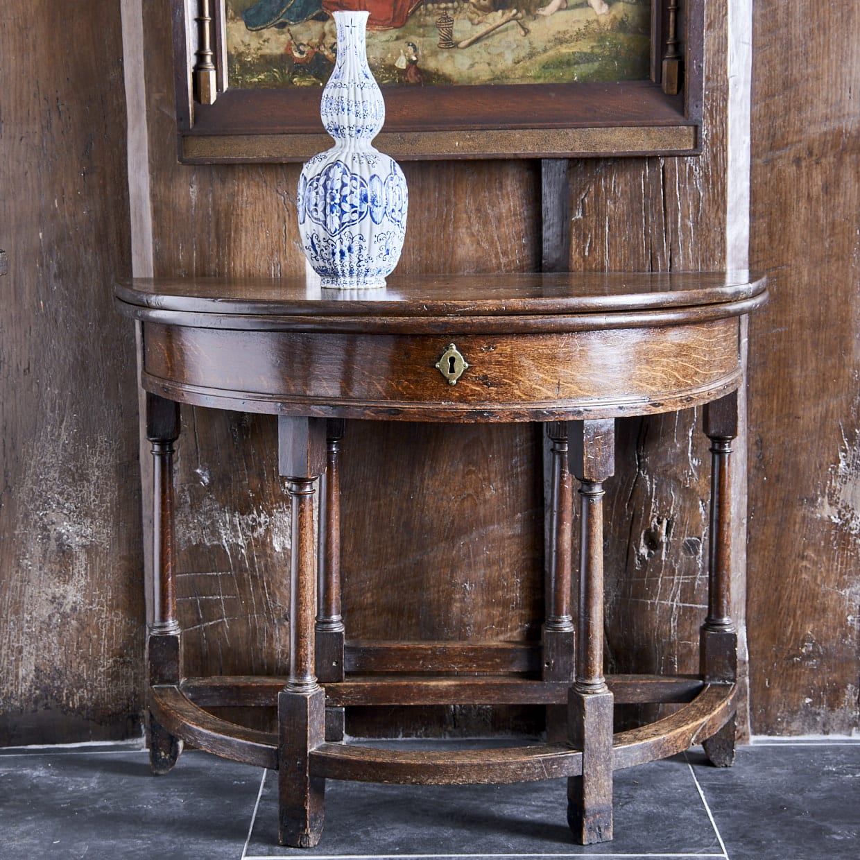Charles II oak box top folding table