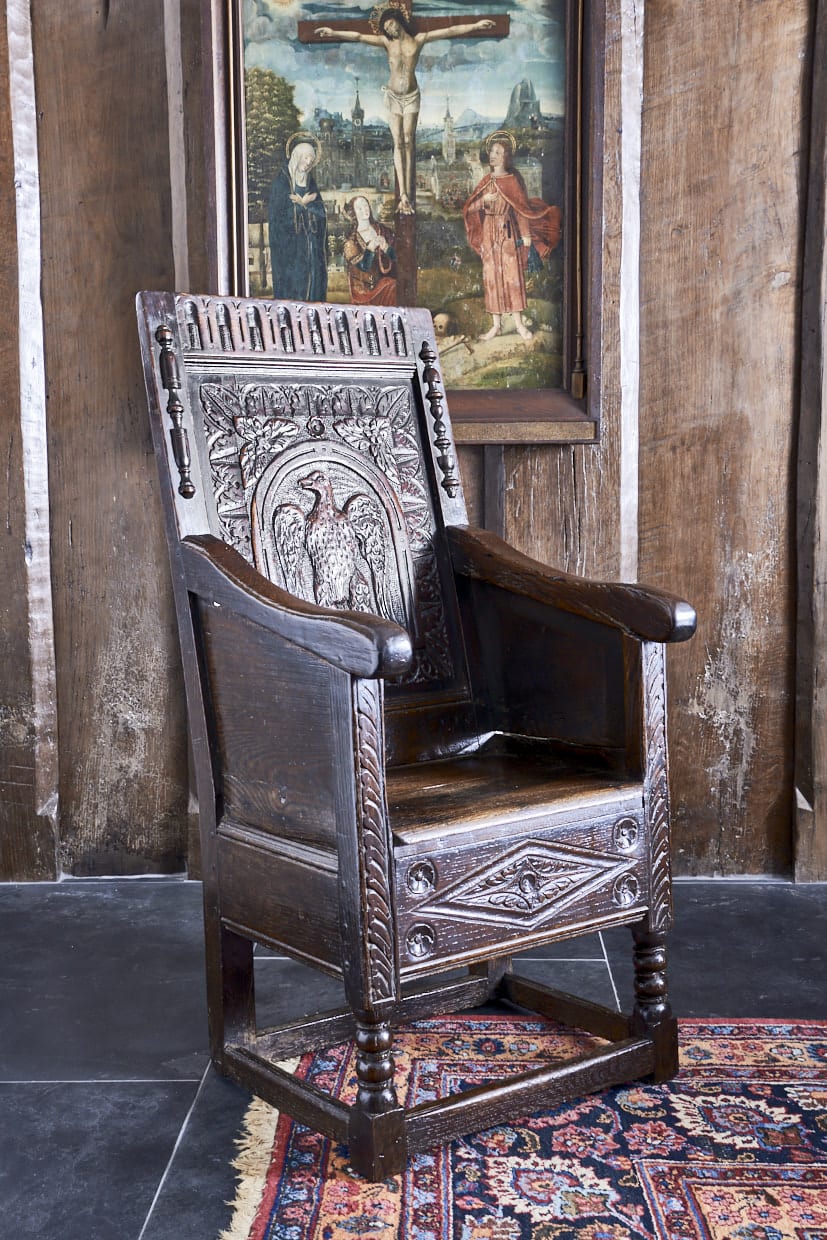 Charles I joined oak enclosed armchair