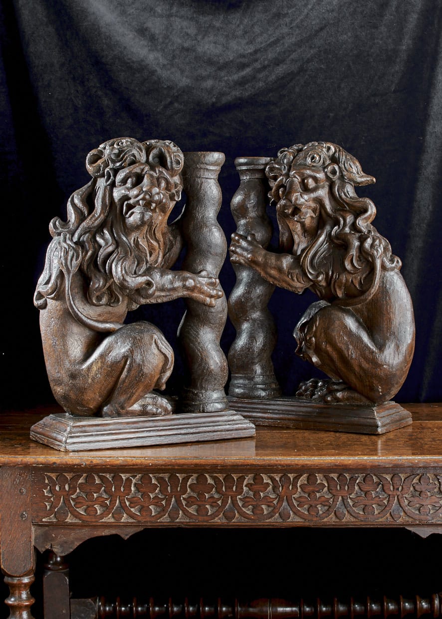 Pair of 16th century carved lions