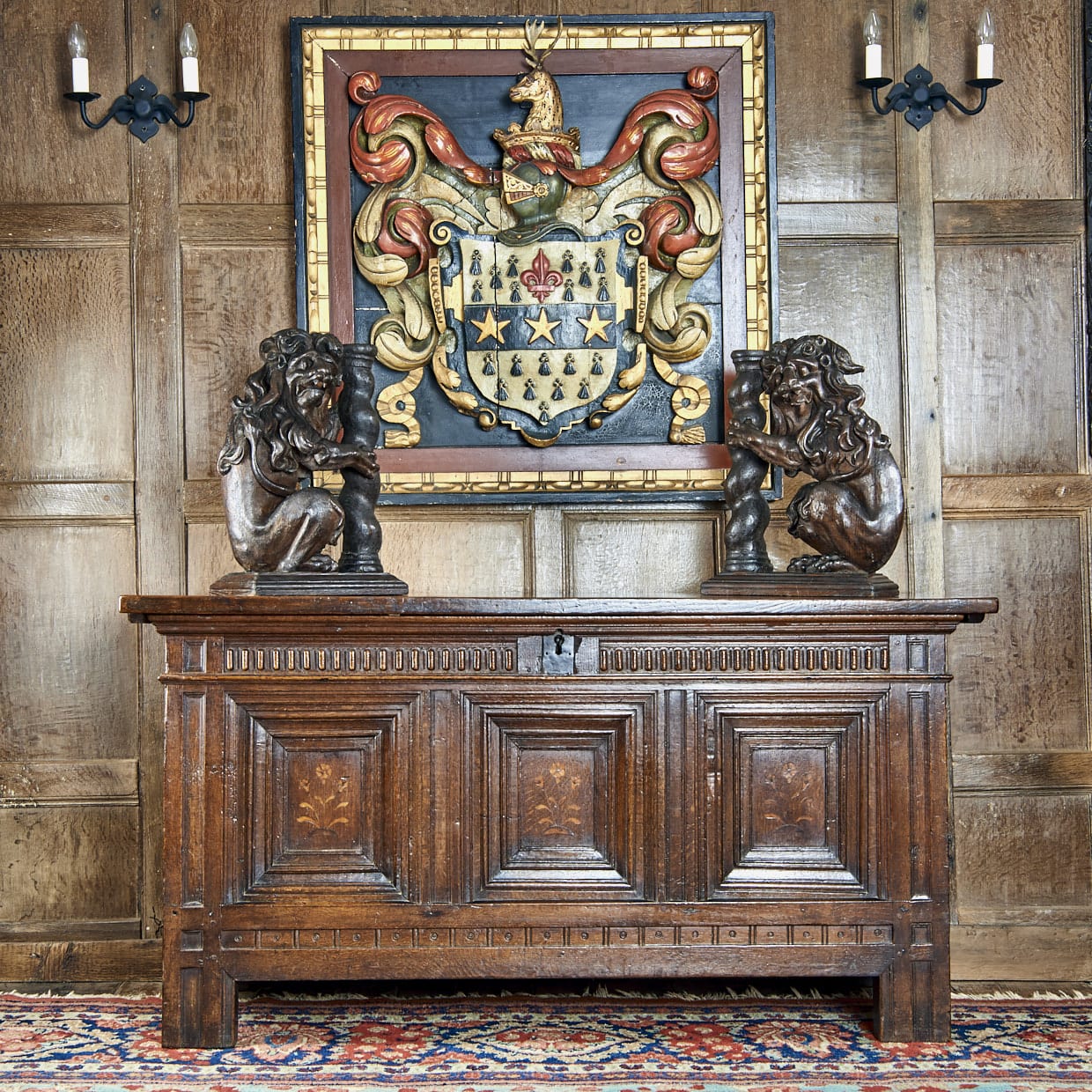 Elizabeth I oak carved chest