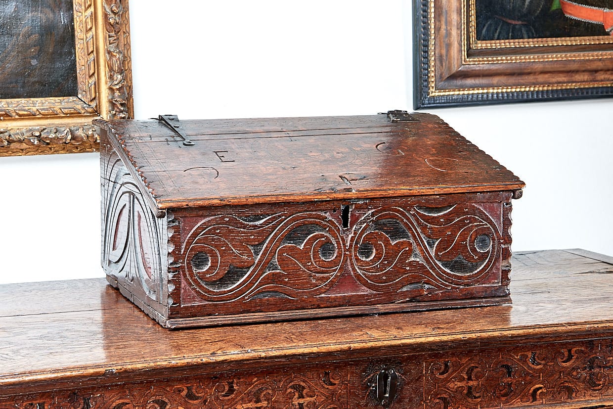 Charles II oak desk box
