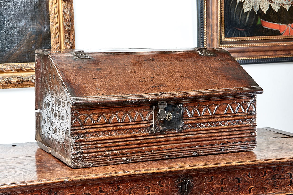 Charles II oak Welsh desk box