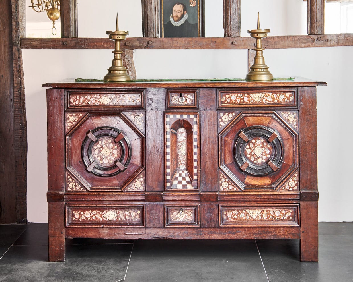 Charles II mother of pearl inlaid chest
