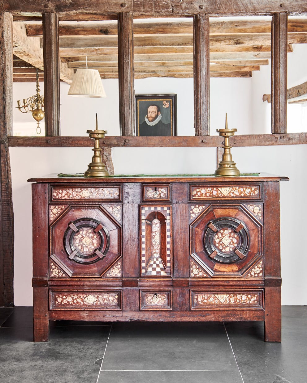 Charles II mother of pearl inlaid chest