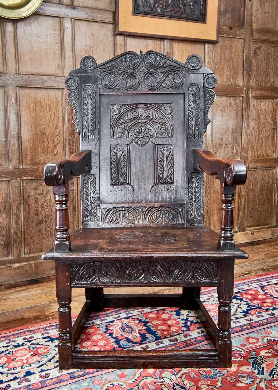 Charles I carved oak armchair