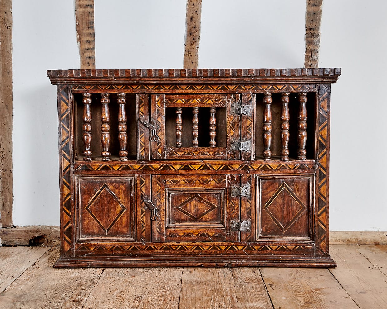 17th century inlaid mural wall cupboard