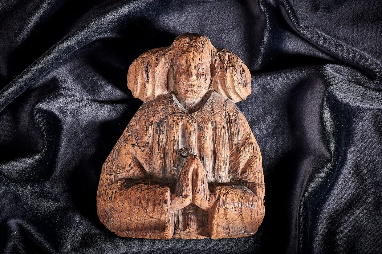 English medieval carved oak angel