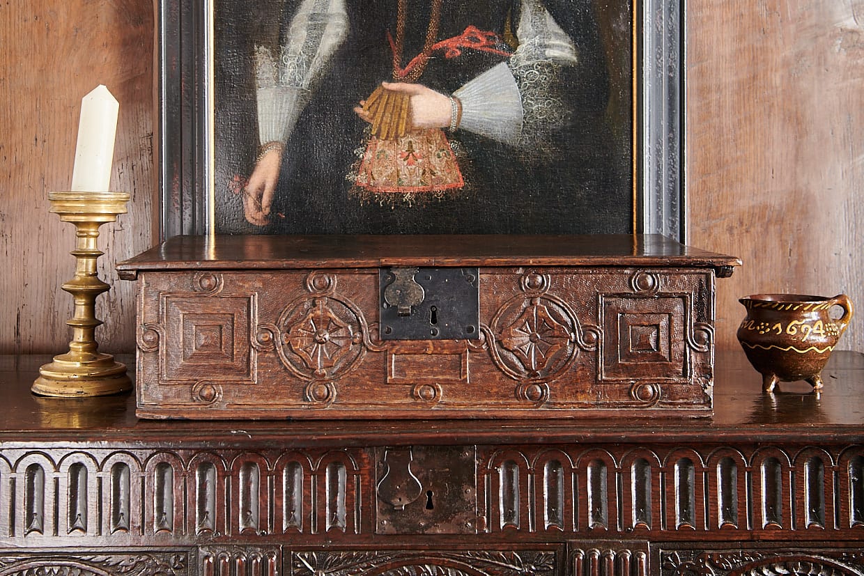James I oak carved box
