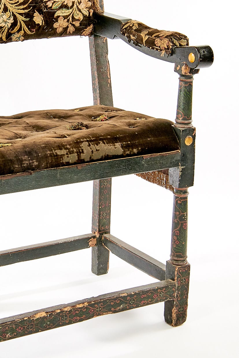 James I painted and upholstered armchair