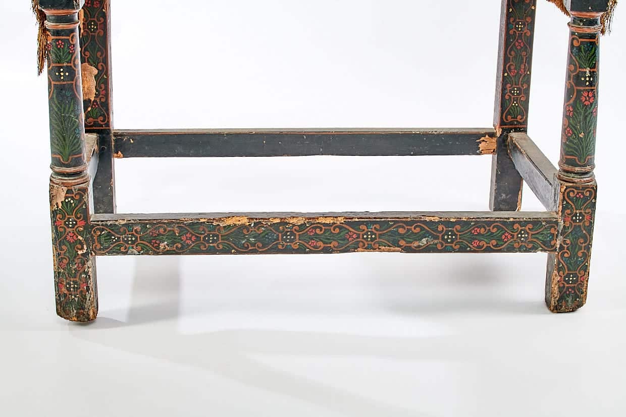 James I painted and upholstered armchair